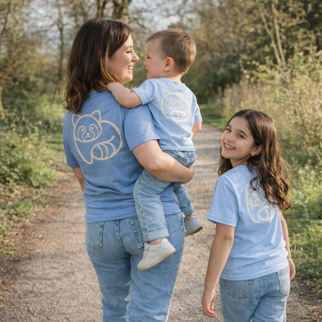 Kids Soft Tee - Panda Back Icon - Light Blue
