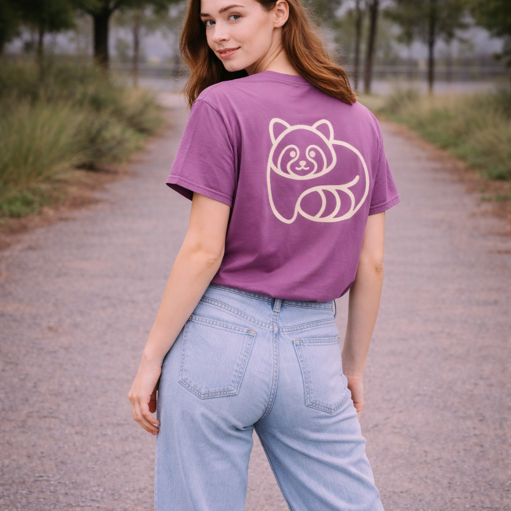 Premium Tee – Panda Back Icon - Washed Purple