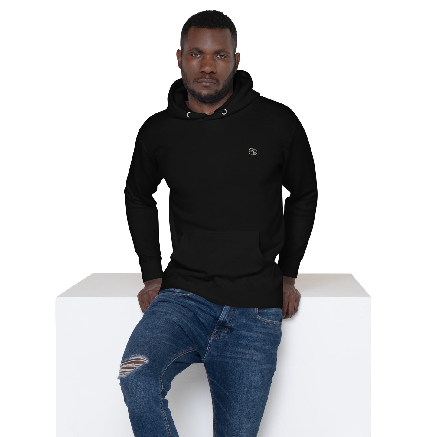 Premium Hoodie - Panda Icon - Black