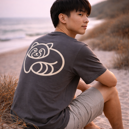 Premium Tee - Panda Back Icon - Washed Pepper