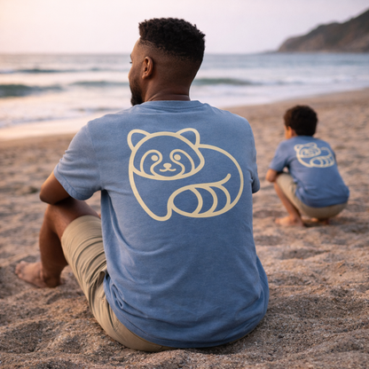 Premium Tee - Panda Back Icon - Washed Denim
