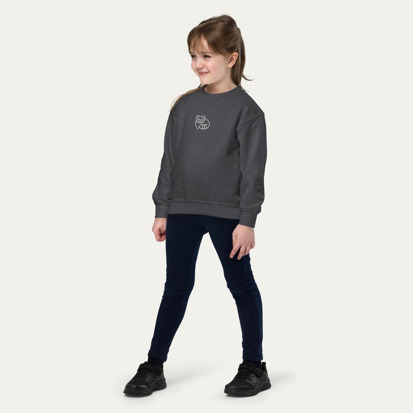 Kids Crewneck Sweater - Panda Icon - Charcoal